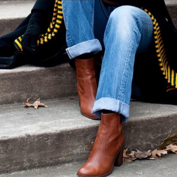 Madewell Shoes - Madewell The Ollie Boot Cognac Pebble Leather Brown 8